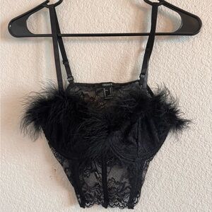 Black Lace Cropped Blouse